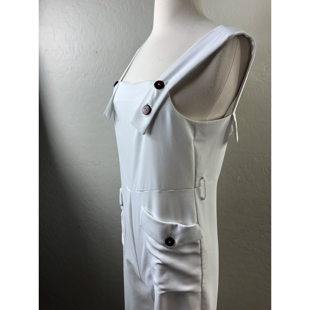 TOPSHOP Womens 4 White Overalls Jumpsuit Cropped *No Belt* - Picture 3 of 8
